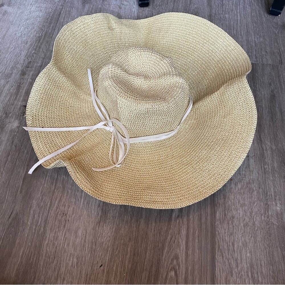 Tan and Gold Shimmer Oversized Sun Hat